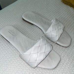 White braided slides